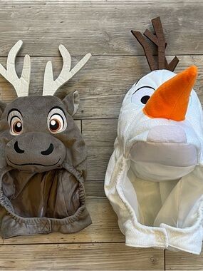 Disney Sven and Olaf Plush Character Hood Hats | Size: Kids | Bundle! Set of 2